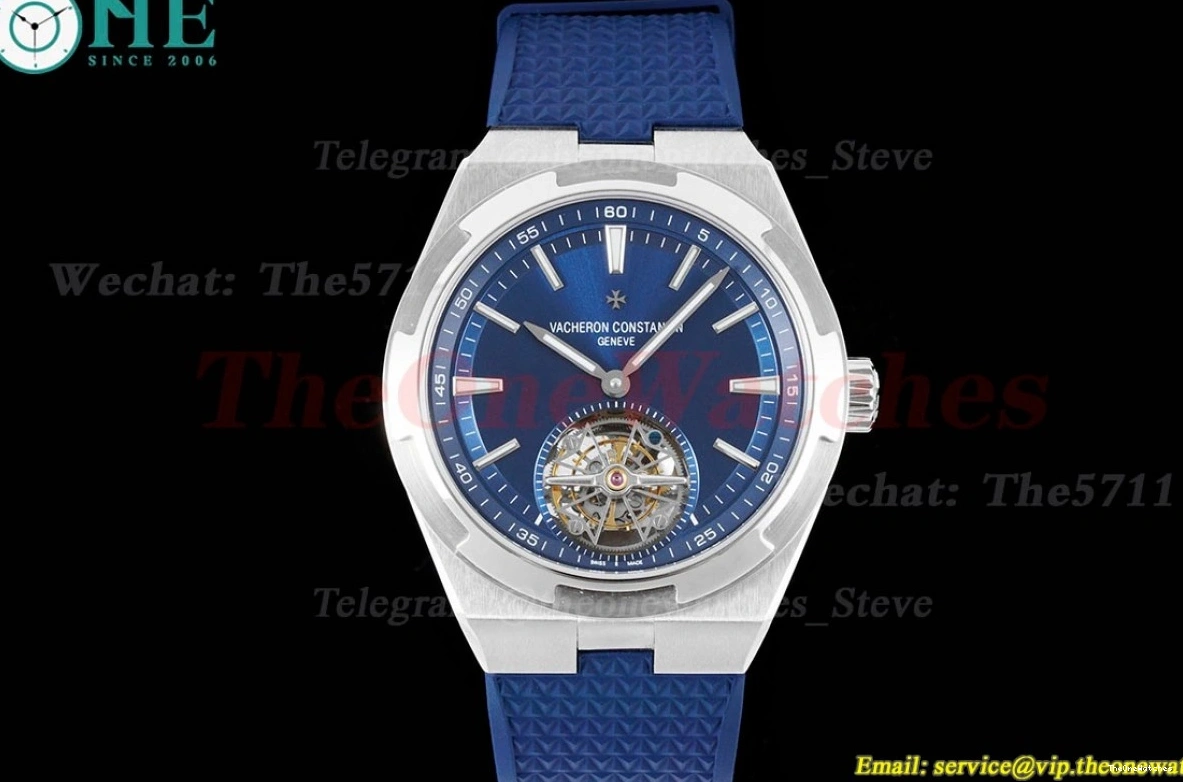 RU 6000V Overseas BBR ref Stk Tourbillon SS Blue 0110